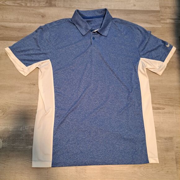 Nike Standard Fit Dri-Fit Golf Polo Mens Medium Blue White - Picture 1 of 8